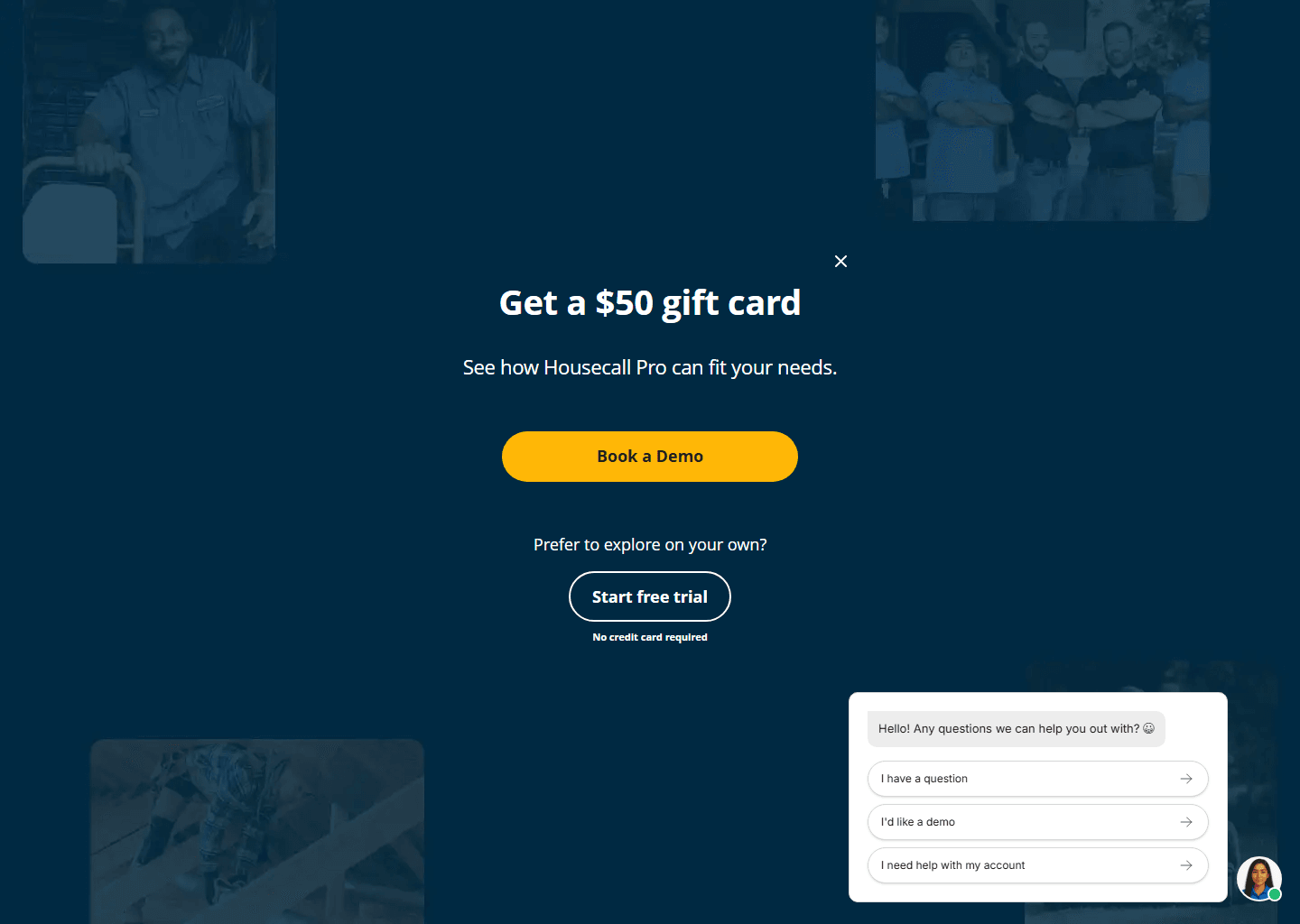 Housecall Pro's homepage for home service businesses